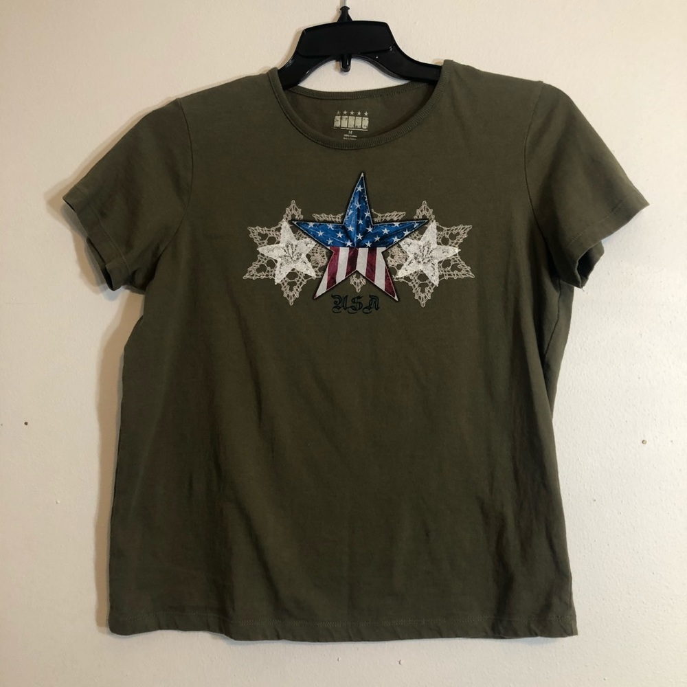 Army Green Star LogoT Shirt, Medium